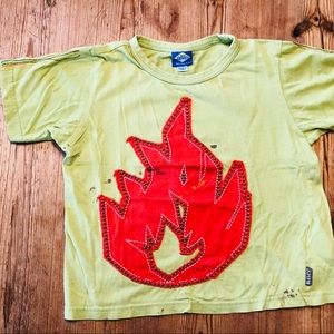 Oilily Campfire Club Lime Green T-shirt Size 4-5Y